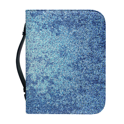 Acid Wash Denim Jeans Pattern Print Leather Bible Cover