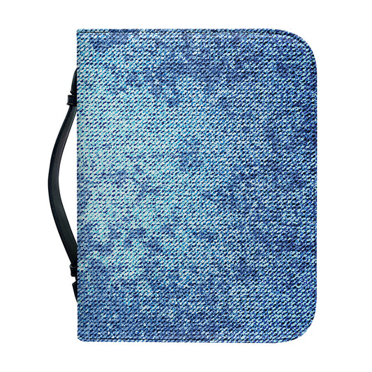 Acid Wash Denim Jeans Pattern Print Leather Bible Cover
