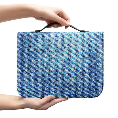 Acid Wash Denim Jeans Pattern Print Leather Bible Cover