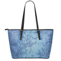 Acid Wash Denim Jeans Pattern Print Leather Tote Bag With Zipper