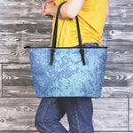 Acid Wash Denim Jeans Pattern Print Leather Tote Bag