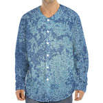 Acid Wash Denim Jeans Pattern Print Long Sleeve Baseball Jersey