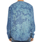 Acid Wash Denim Jeans Pattern Print Long Sleeve Baseball Jersey