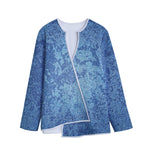 Acid Wash Denim Jeans Pattern Print Long Sleeve Short Coat