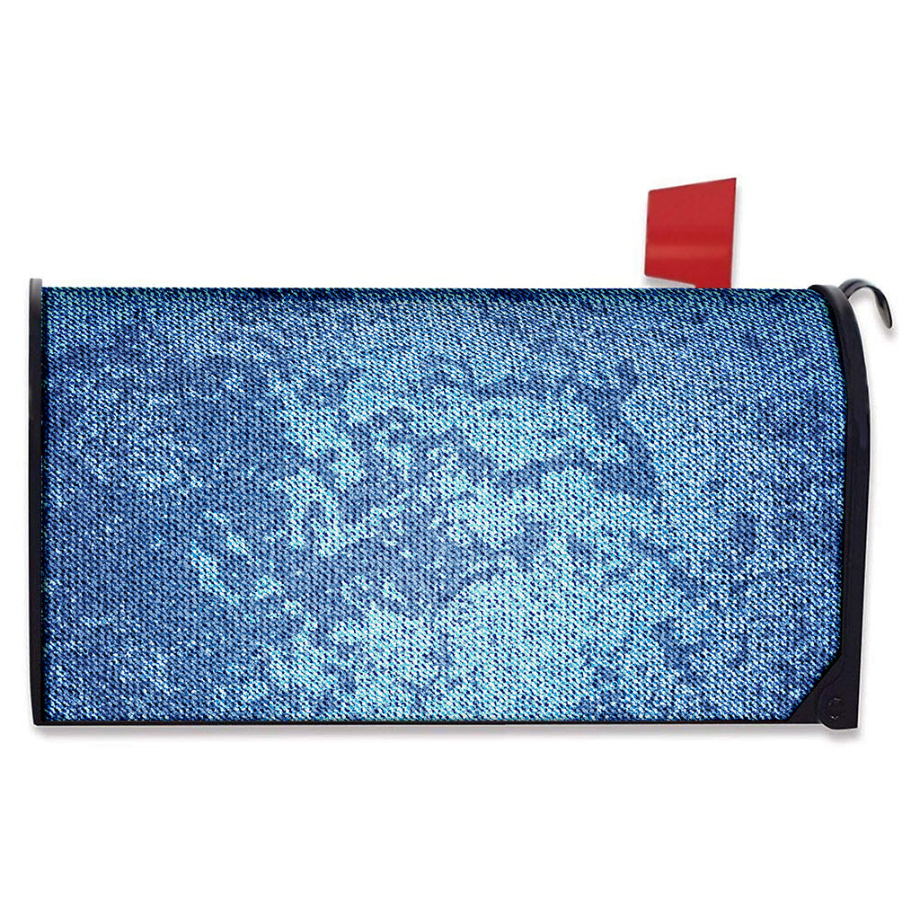 Acid Wash Denim Jeans Pattern Print Mailbox Cover