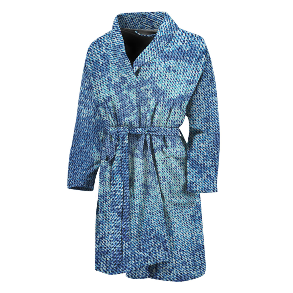 Acid Wash Denim Jeans Pattern Print Men's Bathrobe