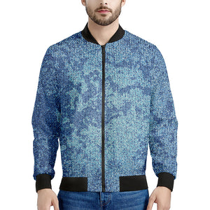 Acid Wash Denim Jeans Pattern Print Men's Bomber Jacket