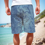 Acid Wash Denim Jeans Pattern Print Men's Cargo Shorts
