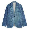 Acid Wash Denim Jeans Pattern Print Men's Cotton Blazer