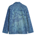 Acid Wash Denim Jeans Pattern Print Men's Cotton Blazer