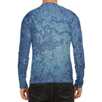 Acid Wash Denim Jeans Pattern Print Men's Long Sleeve Rash Guard