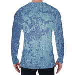 Acid Wash Denim Jeans Pattern Print Men's Long Sleeve T-Shirt