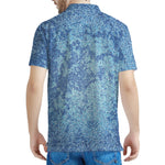 Acid Wash Denim Jeans Pattern Print Men's Polo Shirt