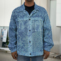 Acid Wash Denim Jeans Pattern Print Men's Shirt Jacket