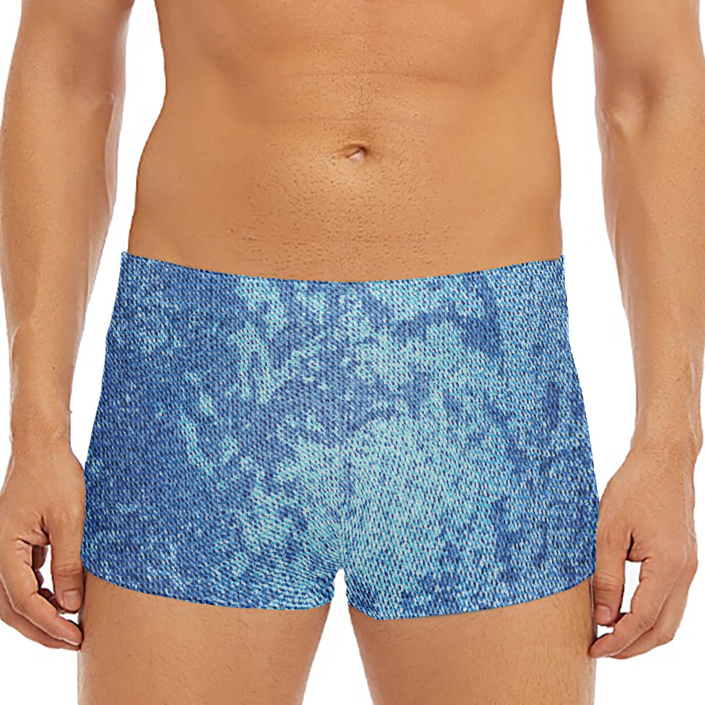 Acid Wash Denim Jeans Pattern Print Men's Short Boxer Briefs