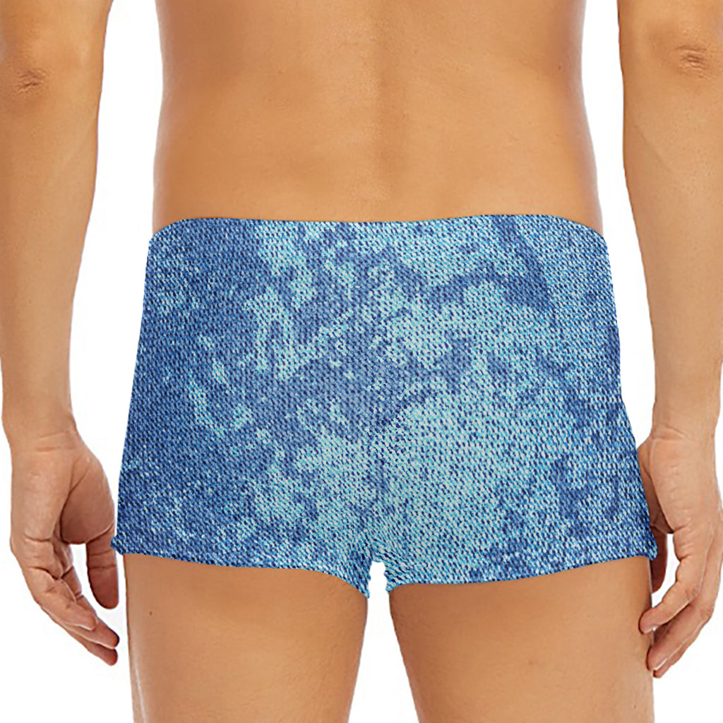 Acid Wash Denim Jeans Pattern Print Men's Short Boxer Briefs