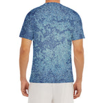 Acid Wash Denim Jeans Pattern Print Men's Short Sleeve Rash Guard