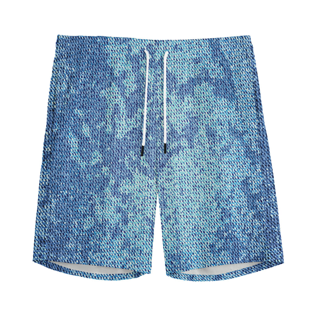 Acid Wash Denim Jeans Pattern Print Men's Sports Shorts