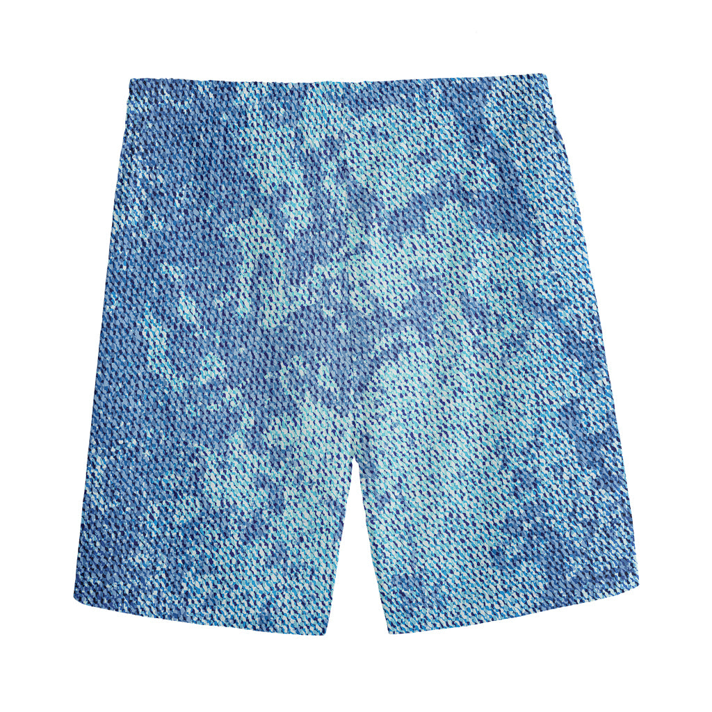 Acid Wash Denim Jeans Pattern Print Men's Sports Shorts