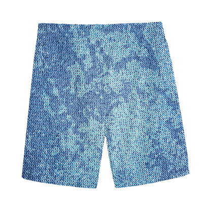 Acid Wash Denim Jeans Pattern Print Men's Sports Shorts