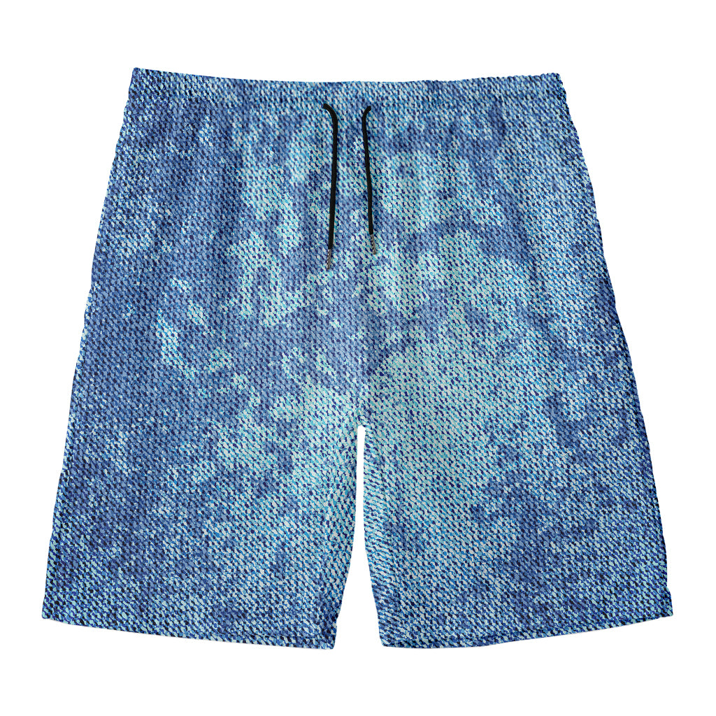 Acid Wash Denim Jeans Pattern Print Men's Swim Trunks