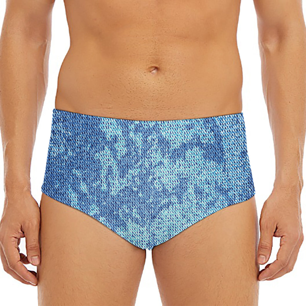 Acid Wash Denim Jeans Pattern Print Men's Triangle Swim Briefs