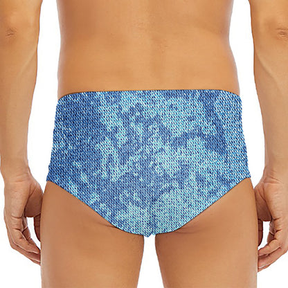 Acid Wash Denim Jeans Pattern Print Men's Triangle Swim Briefs