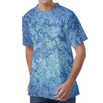 Acid Wash Denim Jeans Pattern Print Men's Velvet T-Shirt