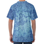 Acid Wash Denim Jeans Pattern Print Men's Velvet T-Shirt