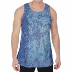 Acid Wash Denim Jeans Pattern Print Men's Velvet Tank Top