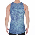 Acid Wash Denim Jeans Pattern Print Men's Velvet Tank Top