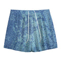 Acid Wash Denim Jeans Pattern Print Mesh Shorts