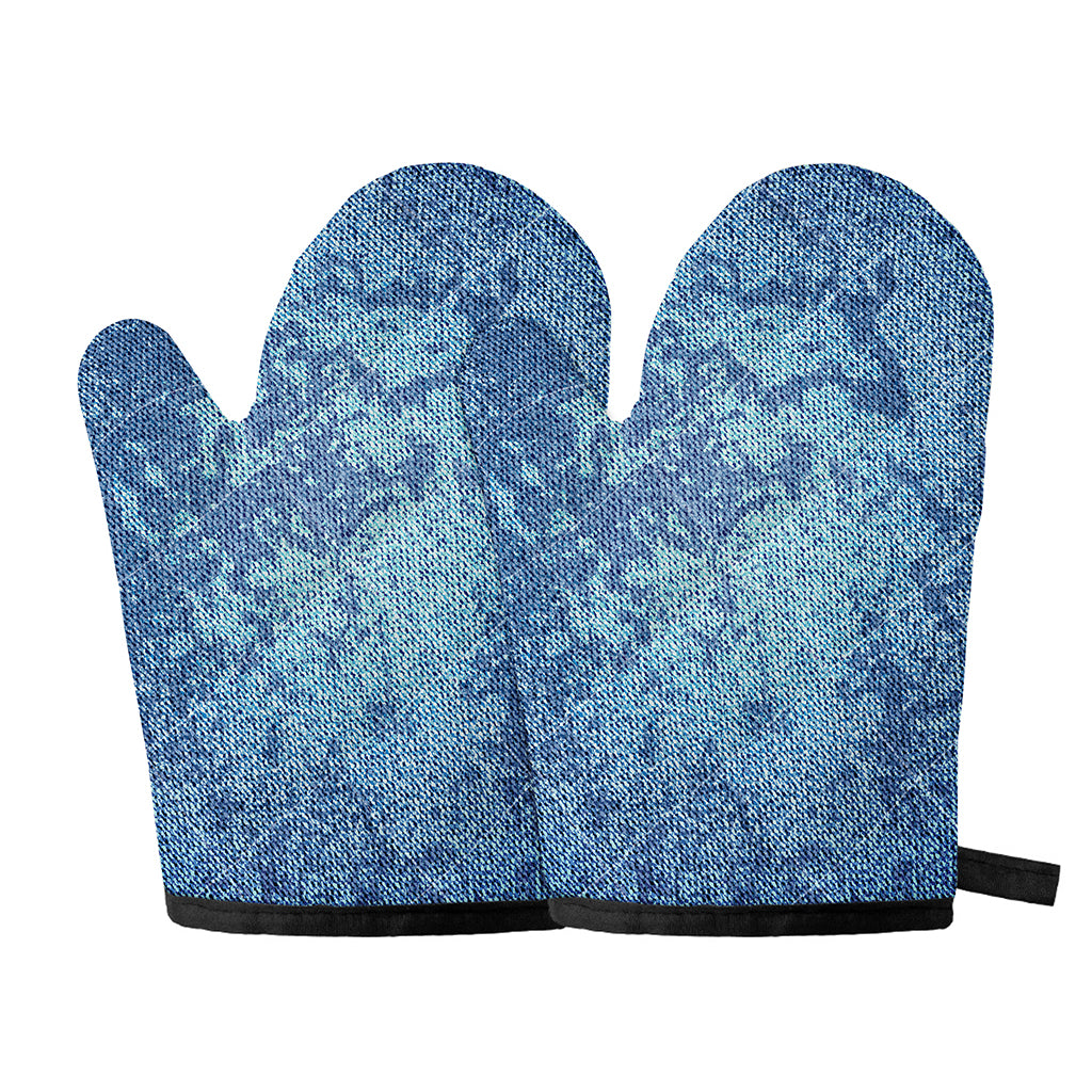 Acid Wash Denim Jeans Pattern Print Oven Mitts