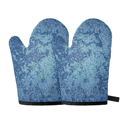 Acid Wash Denim Jeans Pattern Print Oven Mitts