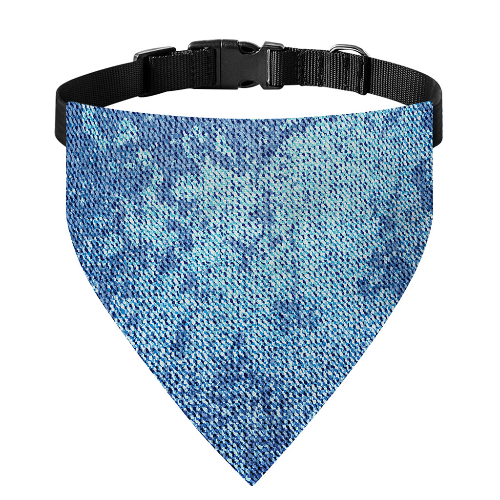 Acid Wash Denim Jeans Pattern Print Over The Collar Dog Bandana