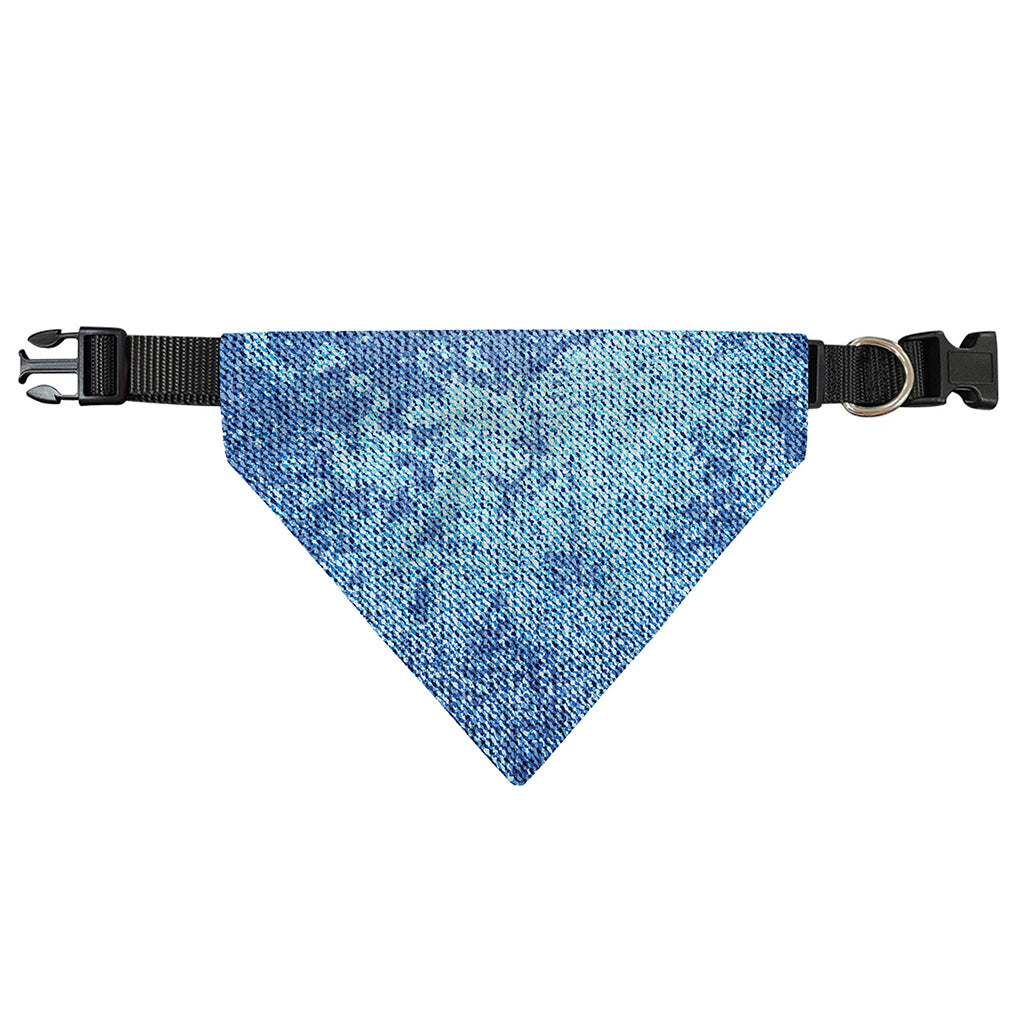 Acid Wash Denim Jeans Pattern Print Over The Collar Dog Bandana