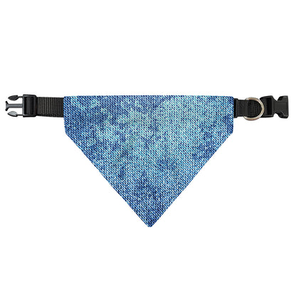 Acid Wash Denim Jeans Pattern Print Over The Collar Dog Bandana