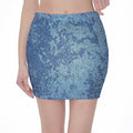 Acid Wash Denim Jeans Pattern Print Pencil Mini Skirt