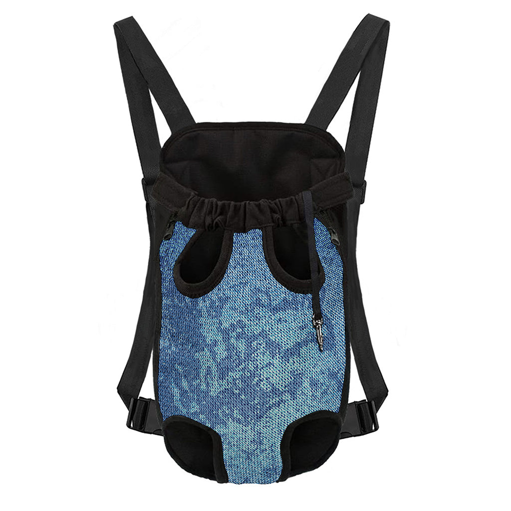 Acid Wash Denim Jeans Pattern Print Pet Carrier Backpack
