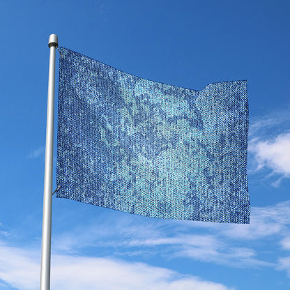 Acid Wash Denim Jeans Pattern Print Polyester Flag