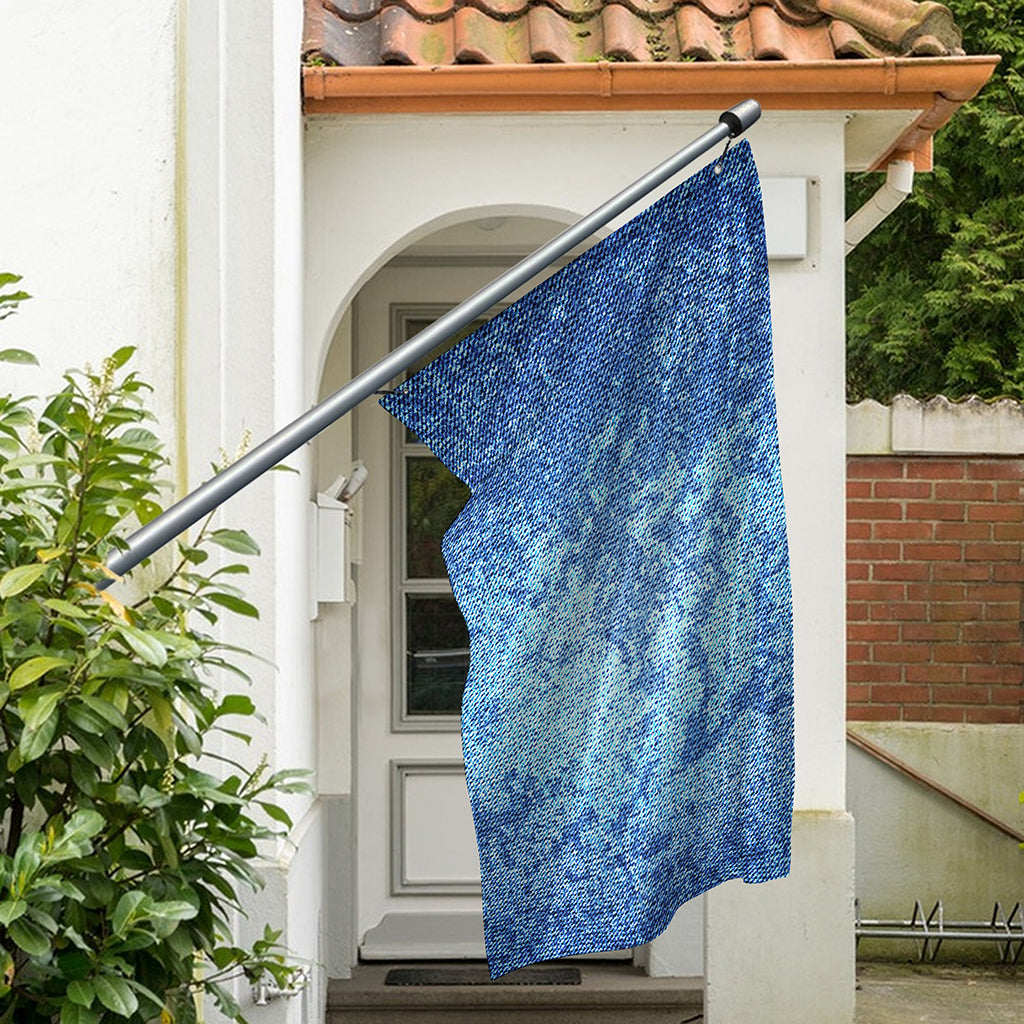 Acid Wash Denim Jeans Pattern Print Polyester Flag