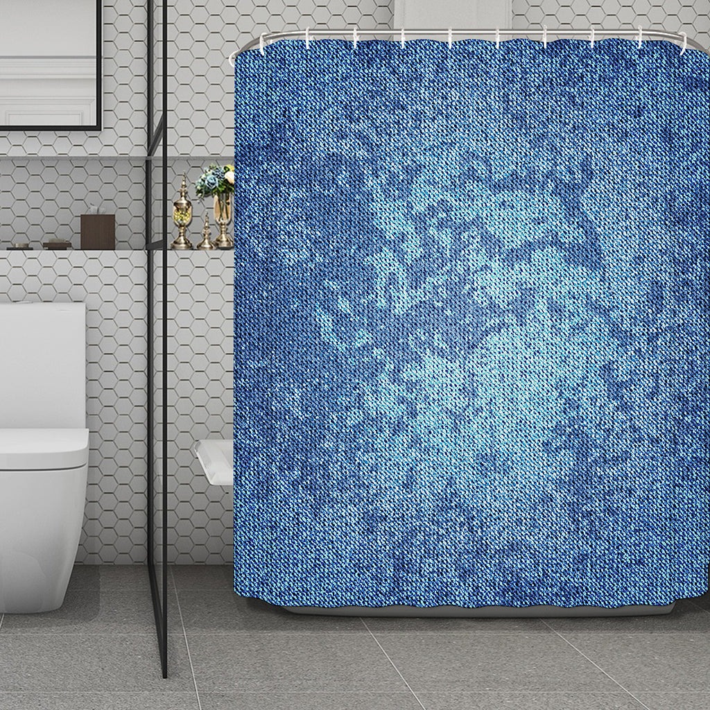 Acid Wash Denim Jeans Pattern Print Polyester Shower Curtain