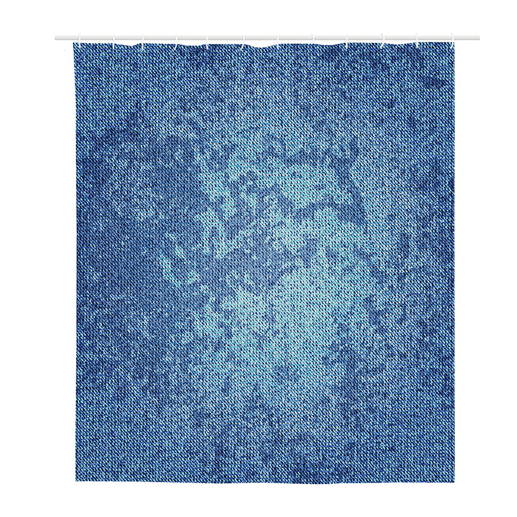 Acid Wash Denim Jeans Pattern Print Polyester Shower Curtain