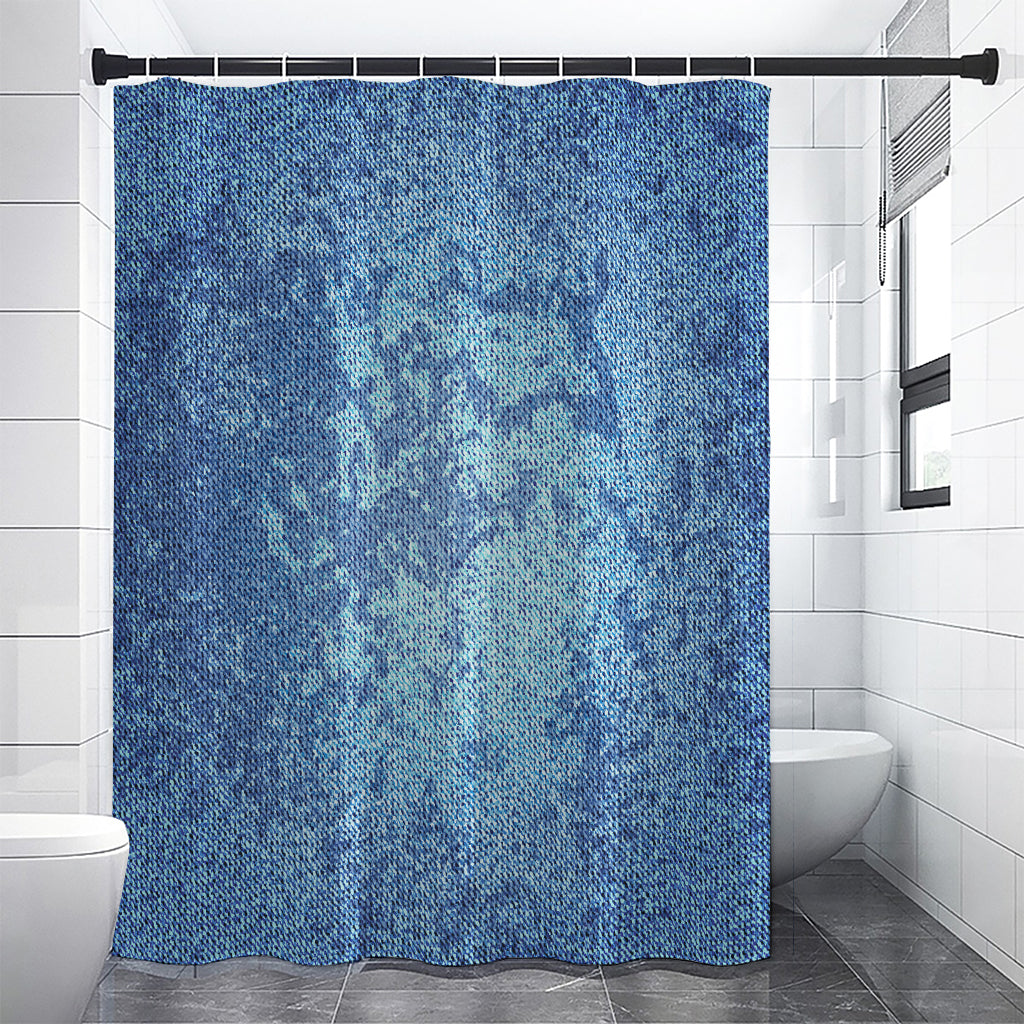 Acid Wash Denim Jeans Pattern Print Premium Shower Curtain