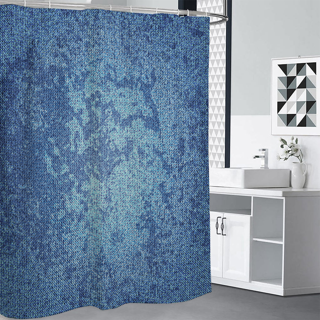 Acid Wash Denim Jeans Pattern Print Premium Shower Curtain