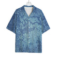 Acid Wash Denim Jeans Pattern Print Rayon Hawaiian Shirt