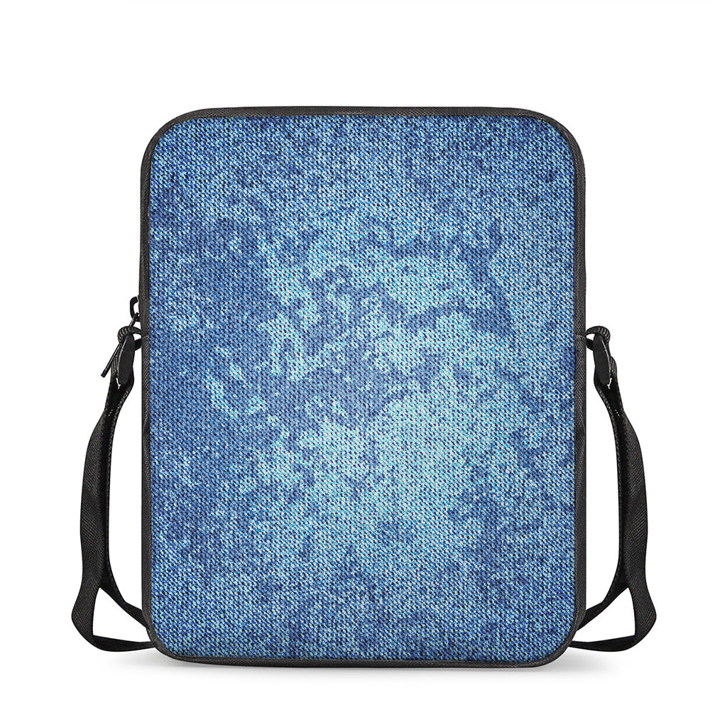 Acid Wash Denim Jeans Pattern Print Rectangular Crossbody Bag