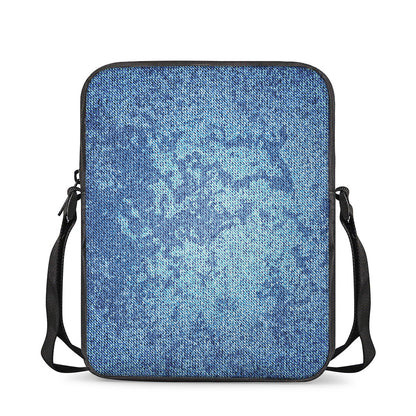 Acid Wash Denim Jeans Pattern Print Rectangular Crossbody Bag