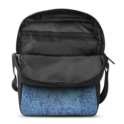 Acid Wash Denim Jeans Pattern Print Rectangular Crossbody Bag