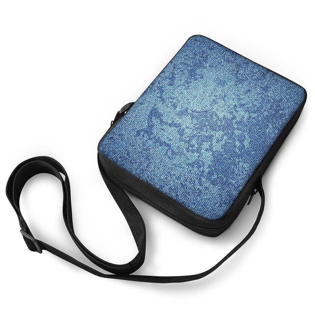 Acid Wash Denim Jeans Pattern Print Rectangular Crossbody Bag